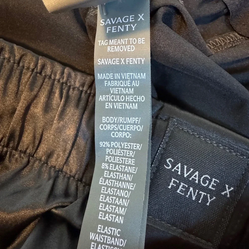 NWT Savage X Fenty Satin Boxers Black Caviar Men's XL (38-40) Elastic Waistband